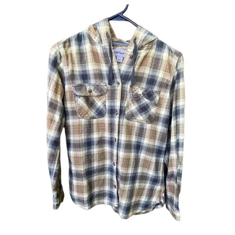 Carhartt size S. (4/6) flannel button up hoodie.